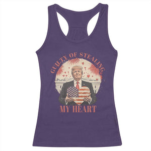 Funny Trump Valentine's Day Racerback Tank Top Guilty Of Stealing My Heart American USA Heart TS11 Purple Print Your Wear