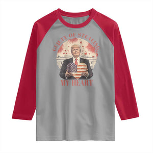 Funny Trump Valentine's Day Raglan Shirt Guilty Of Stealing My Heart American USA Heart TS11 Sport Gray Red Print Your Wear