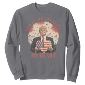 Funny Trump Valentine's Day Sweatshirt Guilty Of Stealing My Heart American USA Heart TS11 Charcoal Print Your Wear