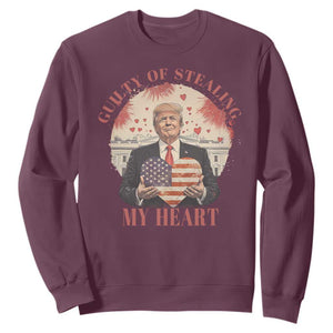 Funny Trump Valentine's Day Sweatshirt Guilty Of Stealing My Heart American USA Heart TS11 Maroon Print Your Wear