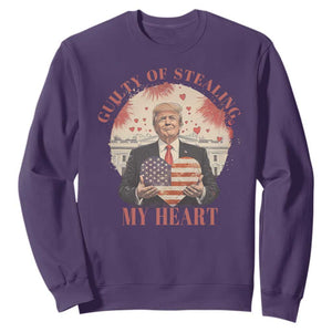 Funny Trump Valentine's Day Sweatshirt Guilty Of Stealing My Heart American USA Heart TS11 Purple Print Your Wear