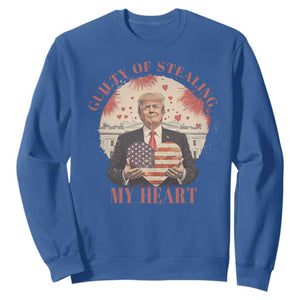 Funny Trump Valentine's Day Sweatshirt Guilty Of Stealing My Heart American USA Heart TS11 Royal Blue Print Your Wear