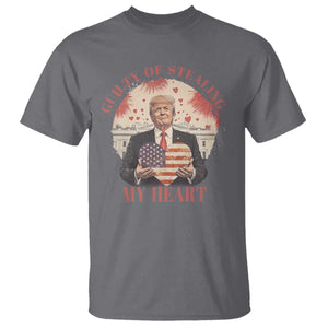 Funny Trump Valentine's Day T Shirt Guilty Of Stealing My Heart American USA Heart TS11 Charcoal Print Your Wear