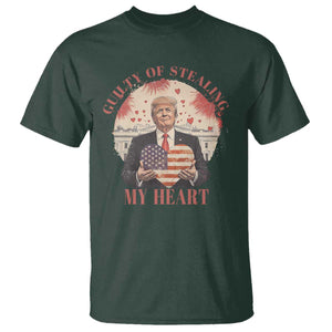 Funny Trump Valentine's Day T Shirt Guilty Of Stealing My Heart American USA Heart TS11 Dark Forest Green Print Your Wear