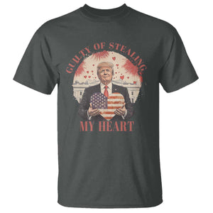 Funny Trump Valentine's Day T Shirt Guilty Of Stealing My Heart American USA Heart TS11 Dark Heather Print Your Wear