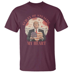 Funny Trump Valentine's Day T Shirt Guilty Of Stealing My Heart American USA Heart TS11 Maroon Print Your Wear