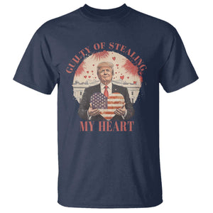 Funny Trump Valentine's Day T Shirt Guilty Of Stealing My Heart American USA Heart TS11 Navy Print Your Wear