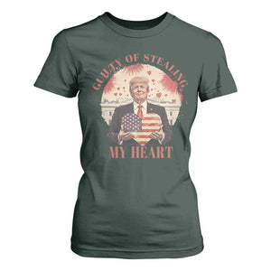 Funny Trump Valentine's Day T Shirt For Women Guilty Of Stealing My Heart American USA Heart TS11 Dark Forest Green Print Your Wear