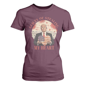 Funny Trump Valentine's Day T Shirt For Women Guilty Of Stealing My Heart American USA Heart TS11 Maroon Print Your Wear