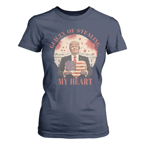 Funny Trump Valentine's Day T Shirt For Women Guilty Of Stealing My Heart American USA Heart TS11 Navy Print Your Wear