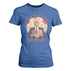 Funny Trump Valentine's Day T Shirt For Women Guilty Of Stealing My Heart American USA Heart TS11 Royal Blue Print Your Wear