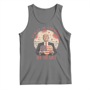 Funny Trump Valentine's Day Tank Top Guilty Of Stealing My Heart American USA Heart TS11 Black Heather Print Your Wear