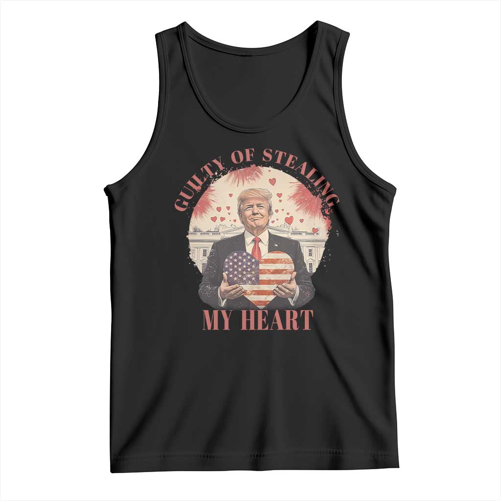 Funny Trump Valentine's Day Tank Top Guilty Of Stealing My Heart American USA Heart TS11 Black Print Your Wear