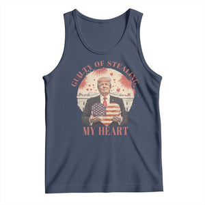 Funny Trump Valentine's Day Tank Top Guilty Of Stealing My Heart American USA Heart TS11 Navy Print Your Wear