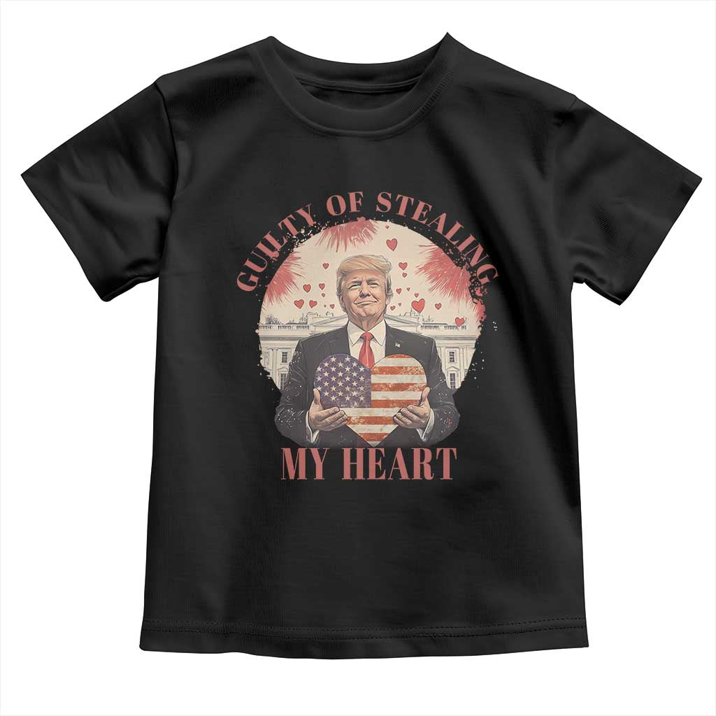 Funny Trump Valentine's Day Toddler T Shirt Guilty Of Stealing My Heart American USA Heart TS11 Black Print Your Wear