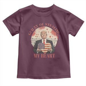 Funny Trump Valentine's Day Toddler T Shirt Guilty Of Stealing My Heart American USA Heart TS11 Maroon Print Your Wear