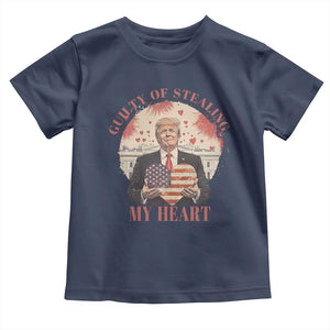 Funny Trump Valentine's Day Toddler T Shirt Guilty Of Stealing My Heart American USA Heart TS11 Navy Print Your Wear