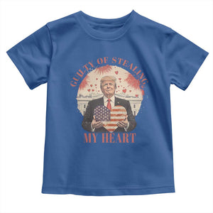 Funny Trump Valentine's Day Toddler T Shirt Guilty Of Stealing My Heart American USA Heart TS11 Royal Blue Print Your Wear