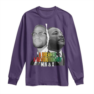 Martin Luther King Malcolm X Long Sleeve Shirt A Dreamer A Revolutionary Black Leaders TS11 Purple Print Your Wear