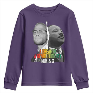 Martin Luther King Malcolm X Youth Sweatshirt A Dreamer A Revolutionary Black Leaders TS11 Purple Print Your Wear
