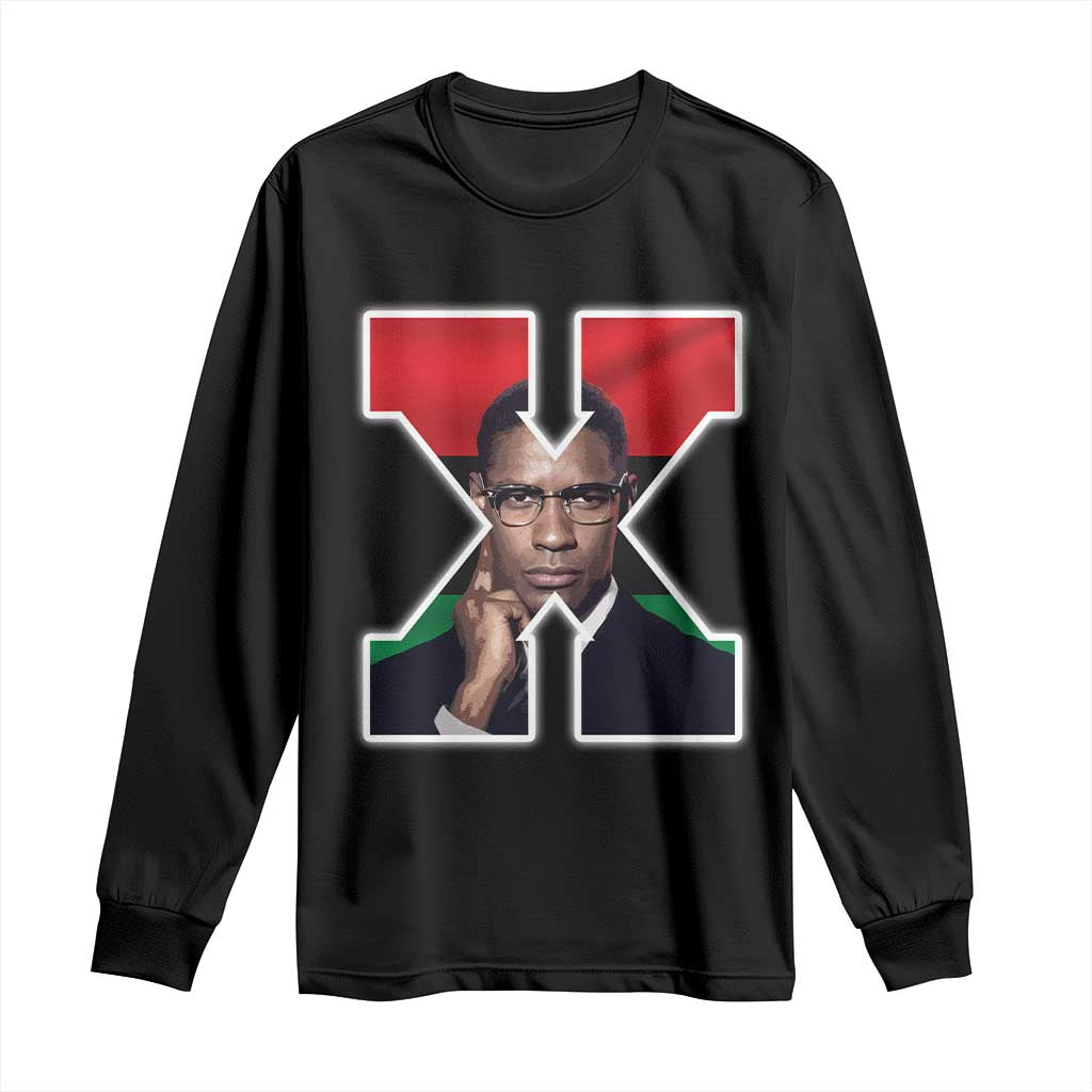 Malcolm X Black History Month Black Liberation Flag Long Sleeve Shirt TS11 Black Print Your Wear