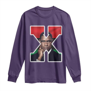 Malcolm X Black History Month Black Liberation Flag Long Sleeve Shirt TS11 Purple Print Your Wear