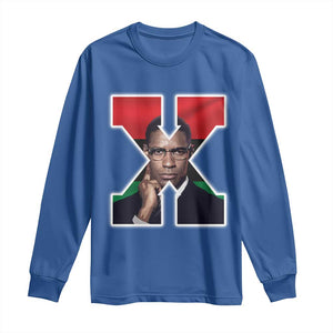 Malcolm X Black History Month Black Liberation Flag Long Sleeve Shirt TS11 Royal Blue Print Your Wear