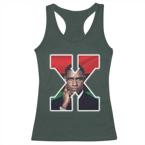 Malcolm X Black History Month Black Liberation Flag Racerback Tank Top TS11 Dark Forest Green Print Your Wear