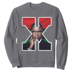 Malcolm X Black History Month Black Liberation Flag Sweatshirt TS11 Charcoal Print Your Wear