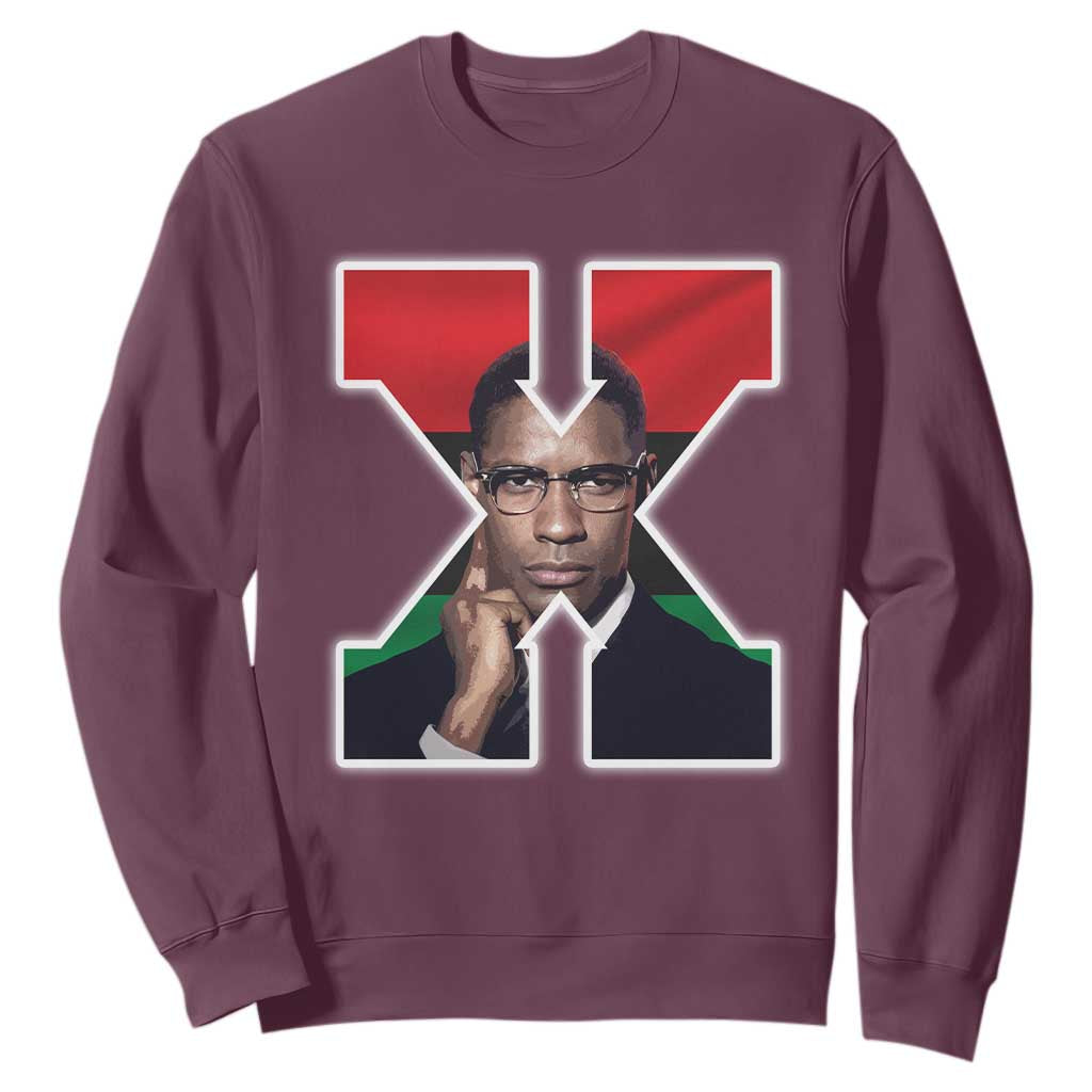 Malcolm X Black History Month Black Liberation Flag Sweatshirt TS11 Maroon Print Your Wear
