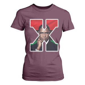 Malcolm X Black History Month Black Liberation Flag T Shirt For Women TS11 Maroon Print Your Wear