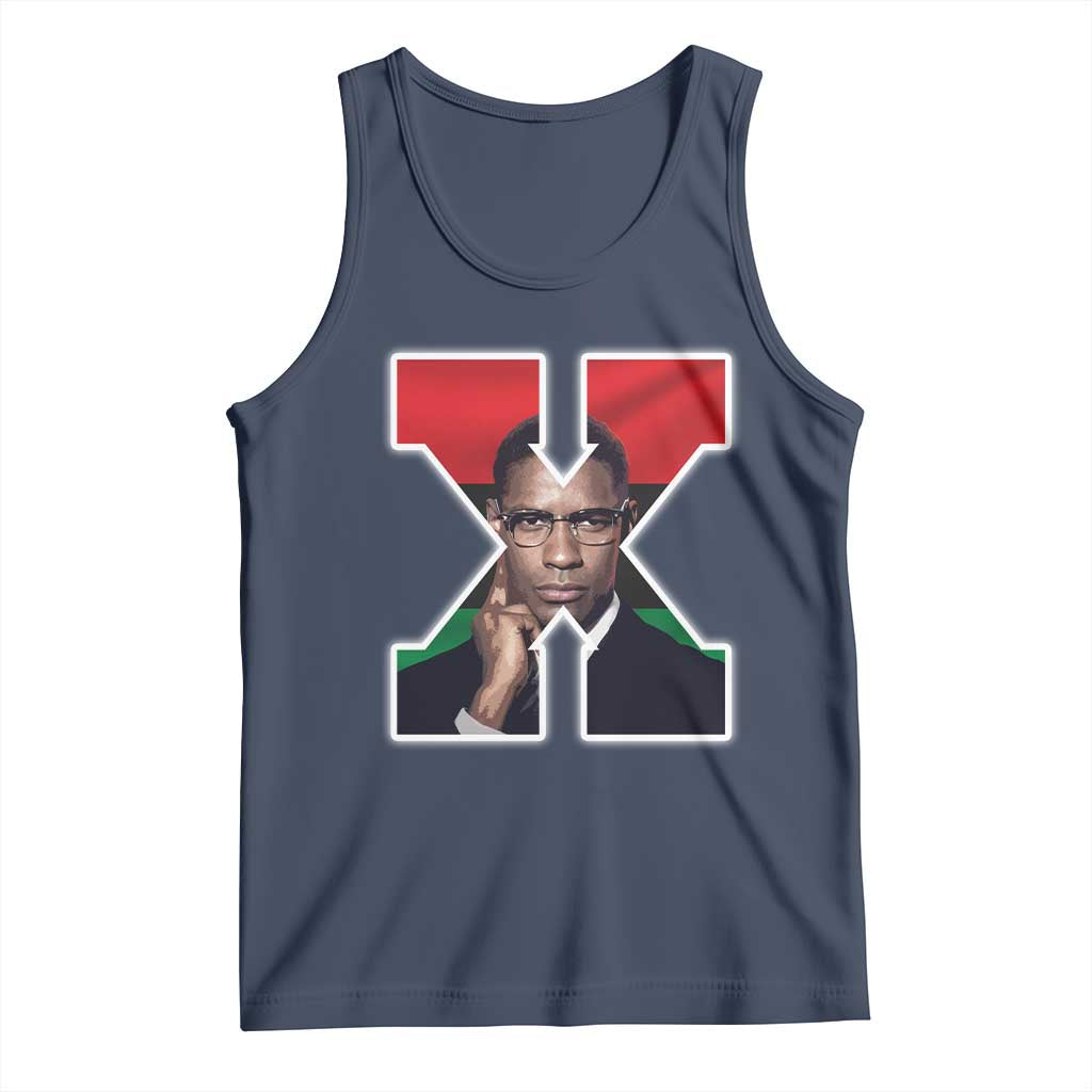 Malcolm X Black History Month Black Liberation Flag Tank Top TS11 Navy Print Your Wear