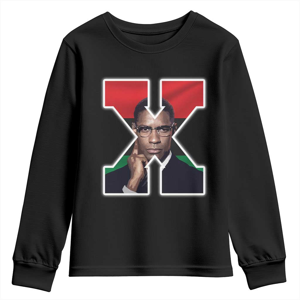 Malcolm X Black History Month Black Liberation Flag Youth Sweatshirt TS11 Black Print Your Wear