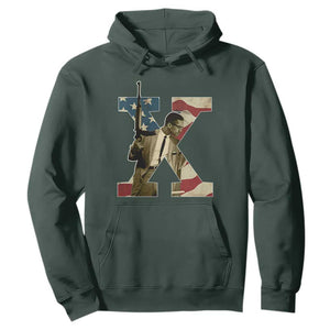 Malcolm X Hoodie Black History Leaders American Flag TS11 Dark Forest Green Print Your Wear