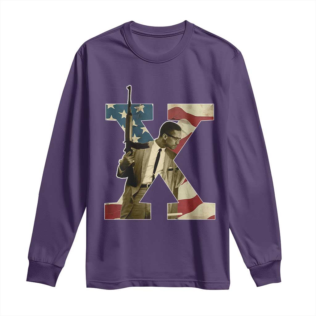 Malcolm X Long Sleeve Shirt Black History Leaders American Flag TS11 Purple Print Your Wear