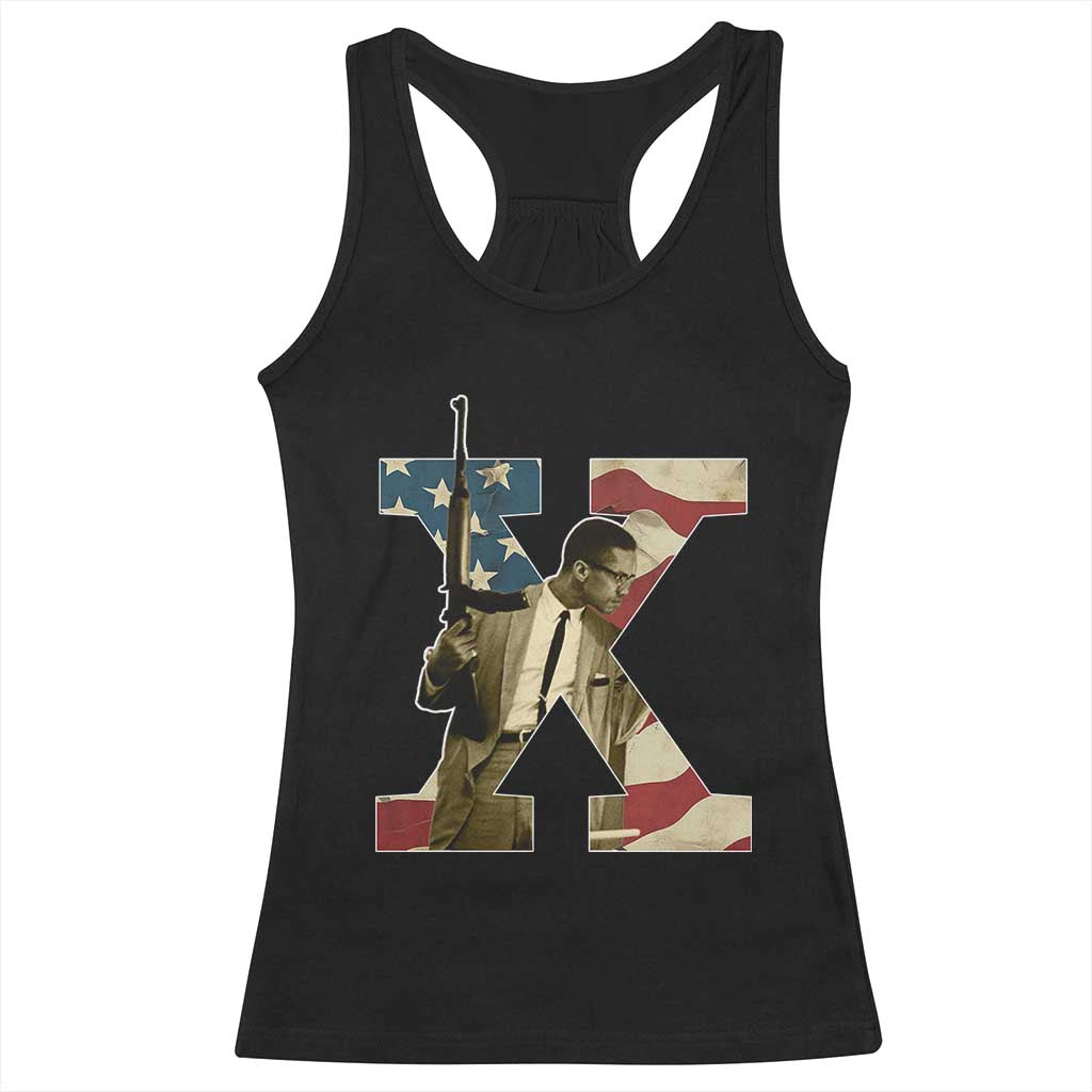 Malcolm X Racerback Tank Top Black History Leaders American Flag TS11 Black Print Your Wear