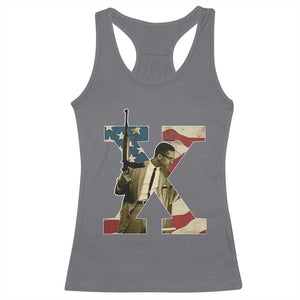 Malcolm X Racerback Tank Top Black History Leaders American Flag TS11 Charcoal Print Your Wear