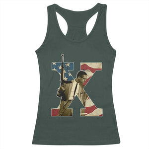 Malcolm X Racerback Tank Top Black History Leaders American Flag TS11 Dark Forest Green Print Your Wear