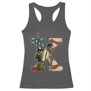 Malcolm X Racerback Tank Top Black History Leaders American Flag TS11 Dark Heather Print Your Wear