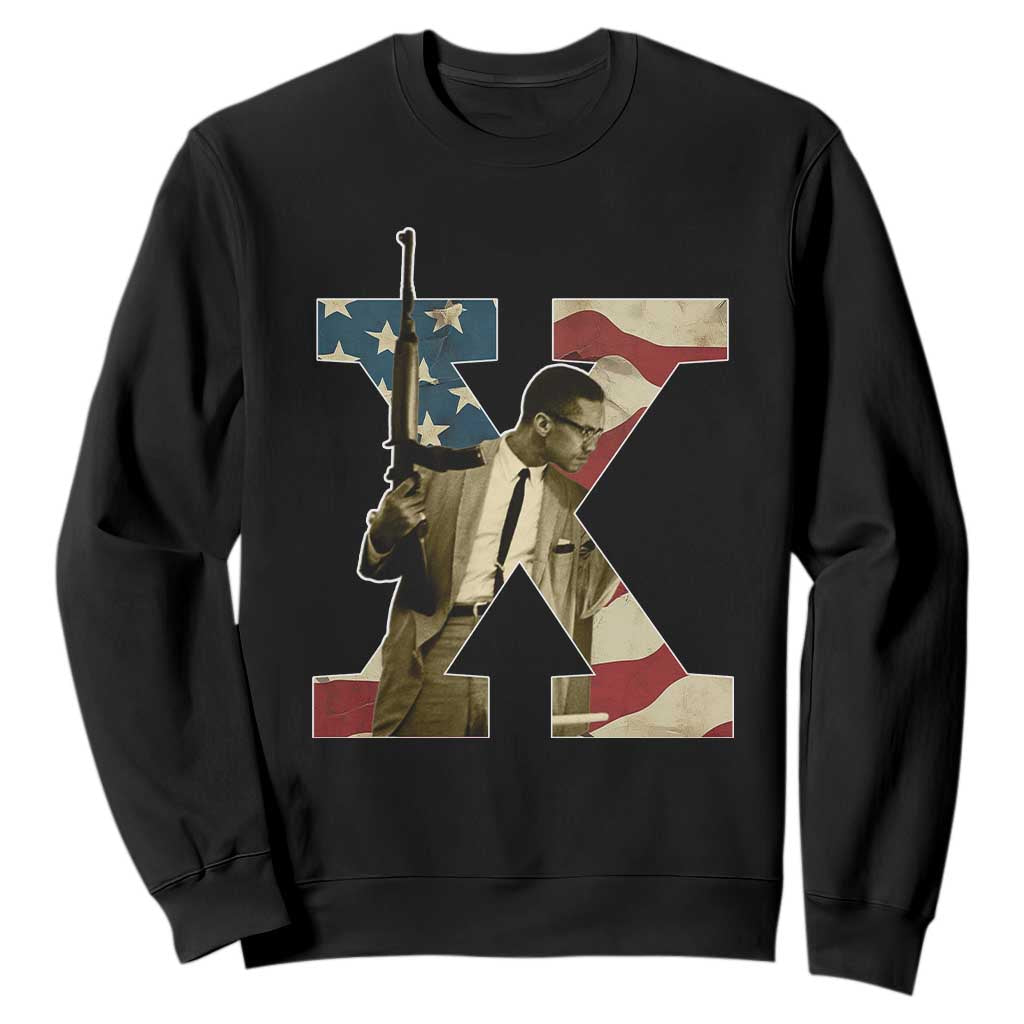 Malcolm X Sweatshirt Black History Leaders American Flag TS11 Black Print Your Wear