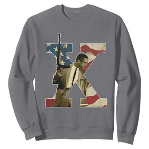 Malcolm X Sweatshirt Black History Leaders American Flag TS11 Charcoal Print Your Wear