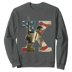 Malcolm X Sweatshirt Black History Leaders American Flag TS11 Dark Heather Print Your Wear