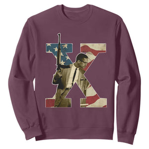 Malcolm X Sweatshirt Black History Leaders American Flag TS11 Maroon Print Your Wear