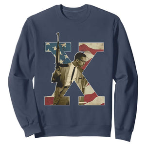 Malcolm X Sweatshirt Black History Leaders American Flag TS11 Navy Print Your Wear