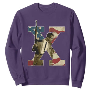 Malcolm X Sweatshirt Black History Leaders American Flag TS11 Purple Print Your Wear