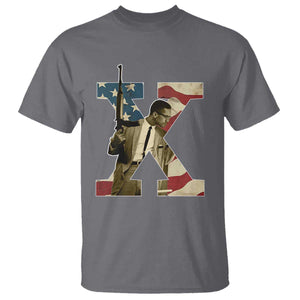 Malcolm X T Shirt Black History Leaders American Flag TS11 Charcoal Print Your Wear