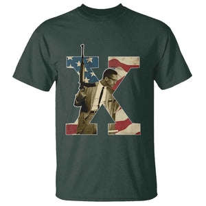 Malcolm X T Shirt Black History Leaders American Flag TS11 Dark Forest Green Print Your Wear