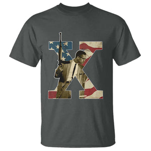 Malcolm X T Shirt Black History Leaders American Flag TS11 Dark Heather Print Your Wear