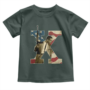 Malcolm X Toddler T Shirt Black History Leaders American Flag TS11 Dark Forest Green Print Your Wear