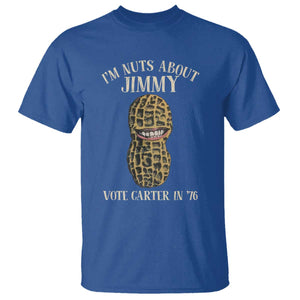 Jimmy Carter Supporter T Shirt I'm Nuts About Jimmy Vote Carter In '76 Peanut TS11 Royal Blue Print Your Wear